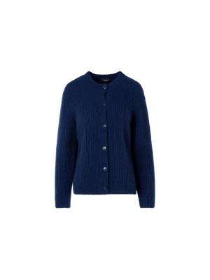 Designer Long-Sleeve Cashmere-Silk Knit Cardigan - blue