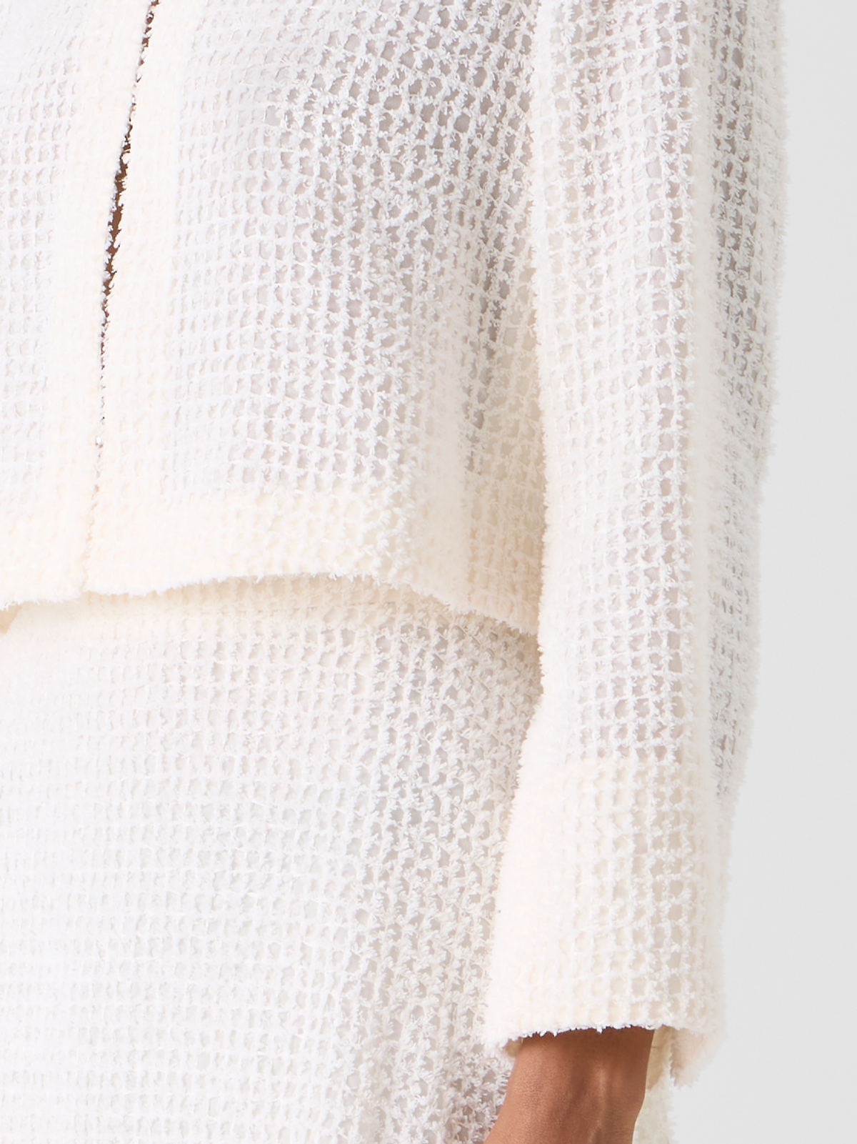 Designer Hockney Cropped Fringed Bolero Jacket - ecru