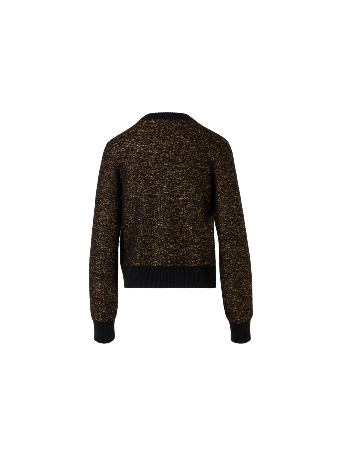 Designer Cashmere Lamé Sweater with Ribbed Trim - black