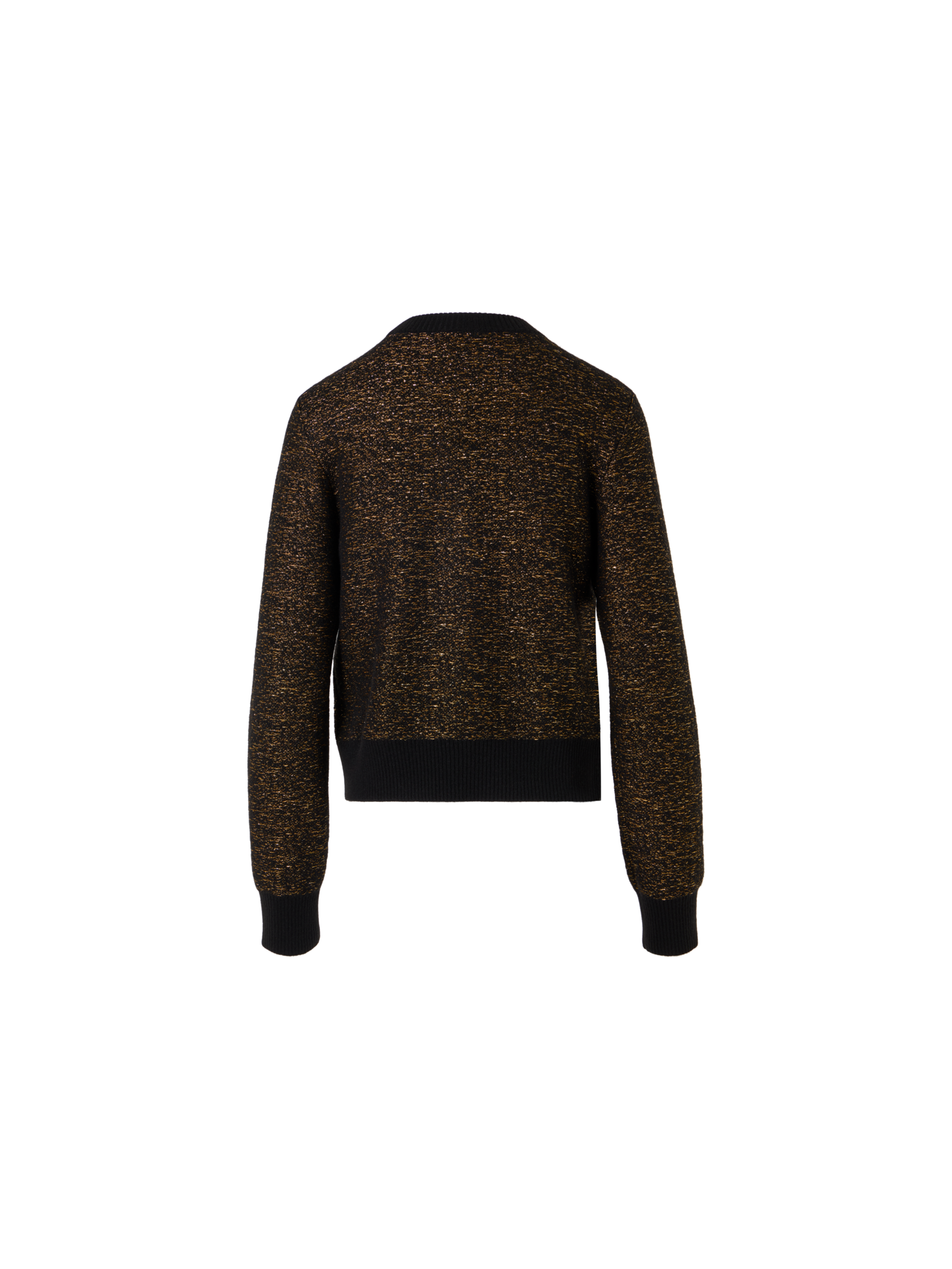 Designer Cashmere Lamé Sweater with Ribbed Trim - black