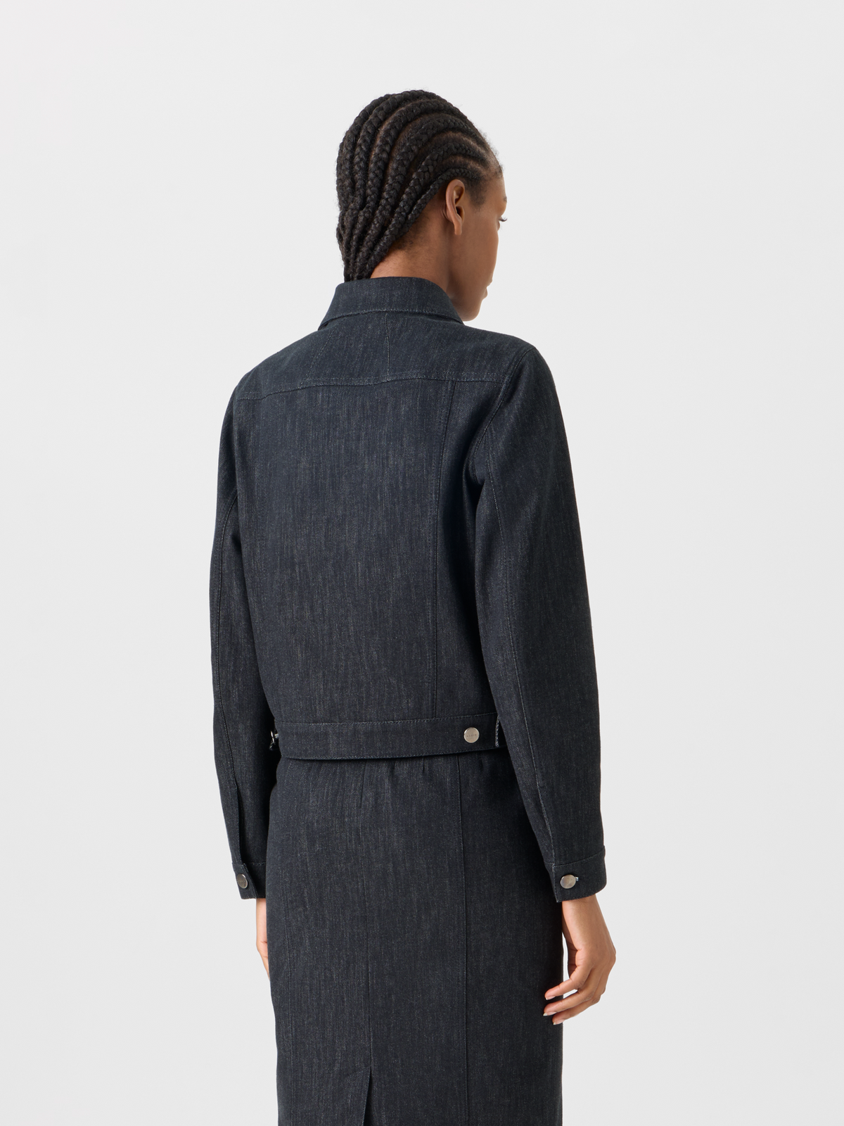 Designer Hilbert Short Cotton Denim Jacket with Patch Pockets - black #editorial