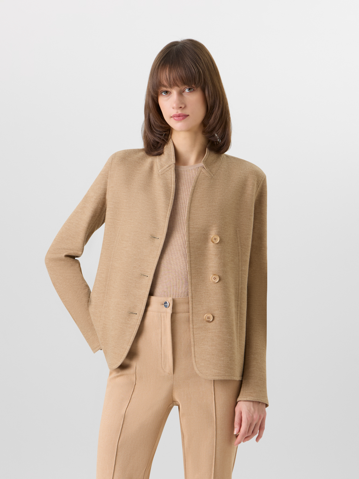 Designer Lima Short Jacket in Cashmere-Jersey - brown #editorial
