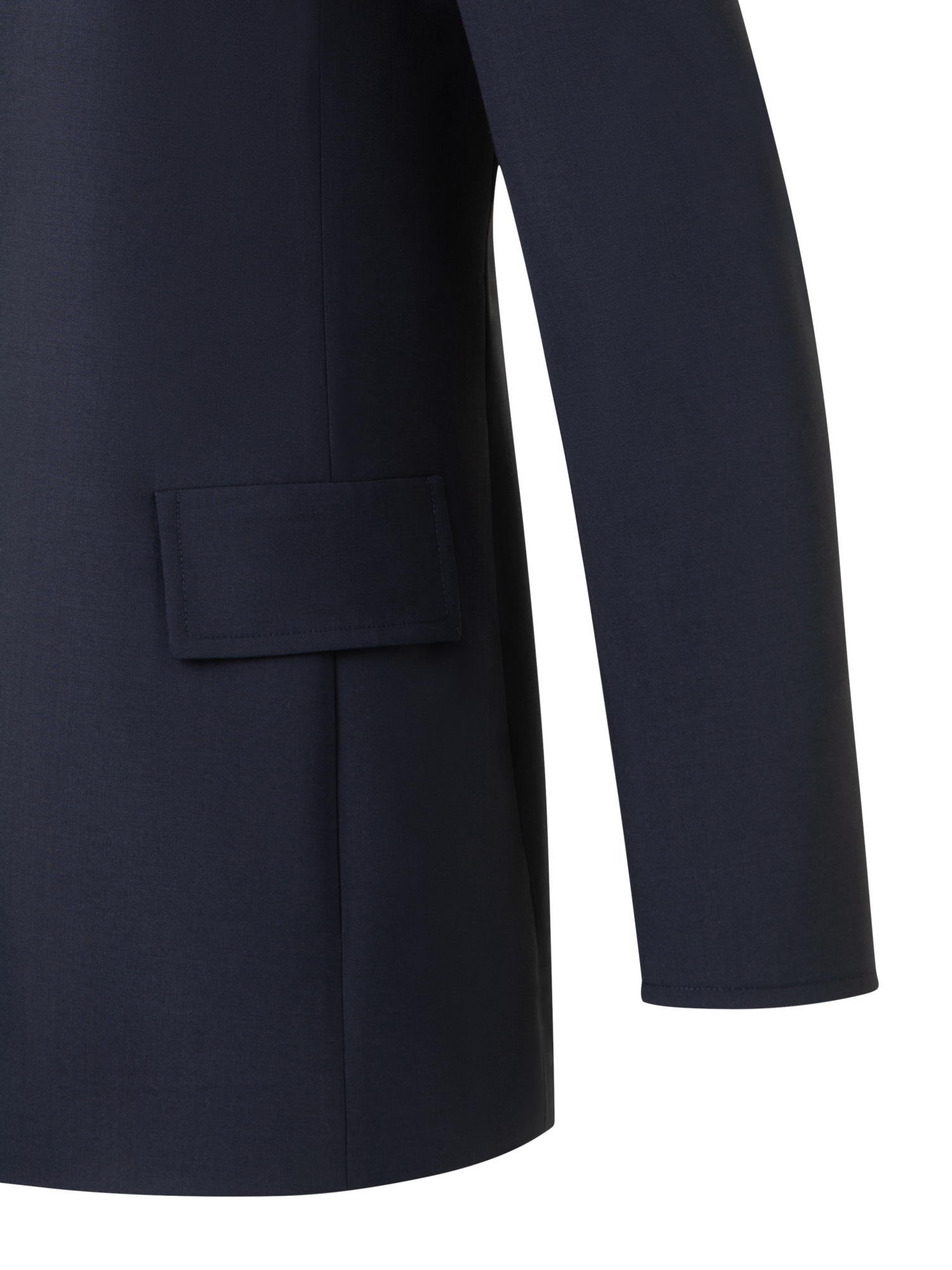 Designer Long Boyfriend Jacket in Cool Wool - navy - blue