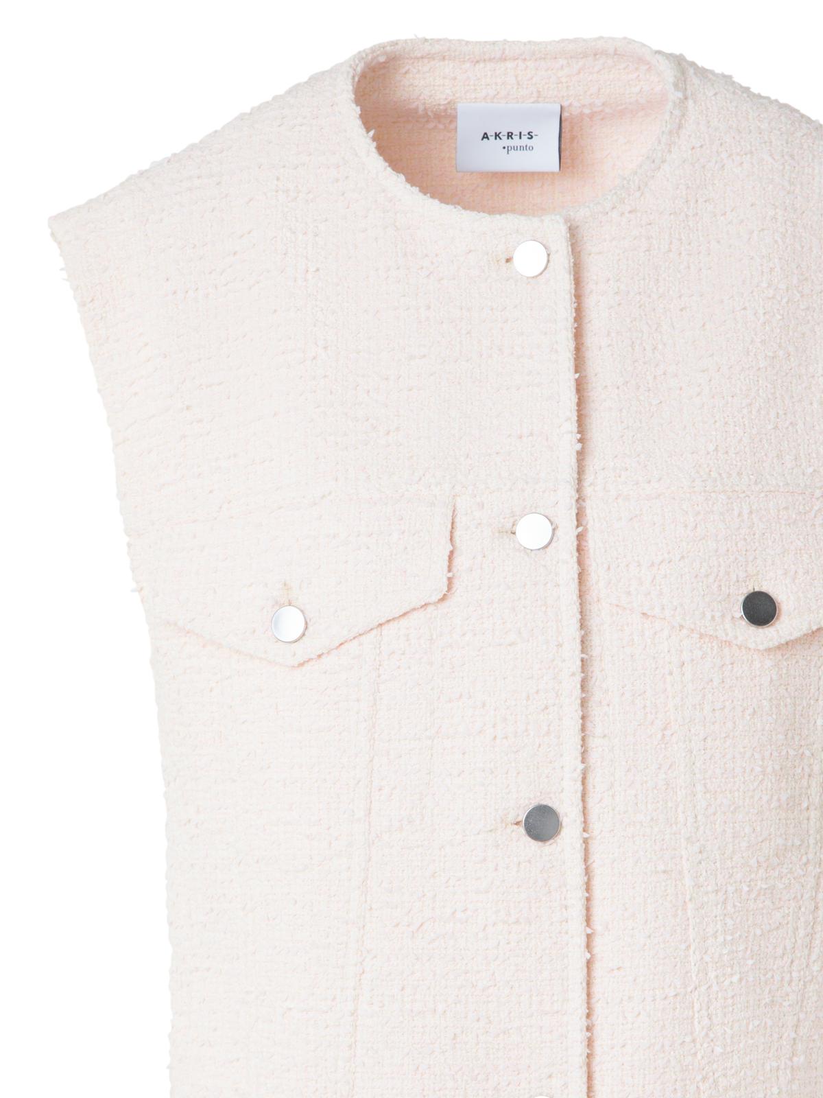 Designer Oversized Cotton Tweed Gilet - neutral - pastel - ecru - pink - white