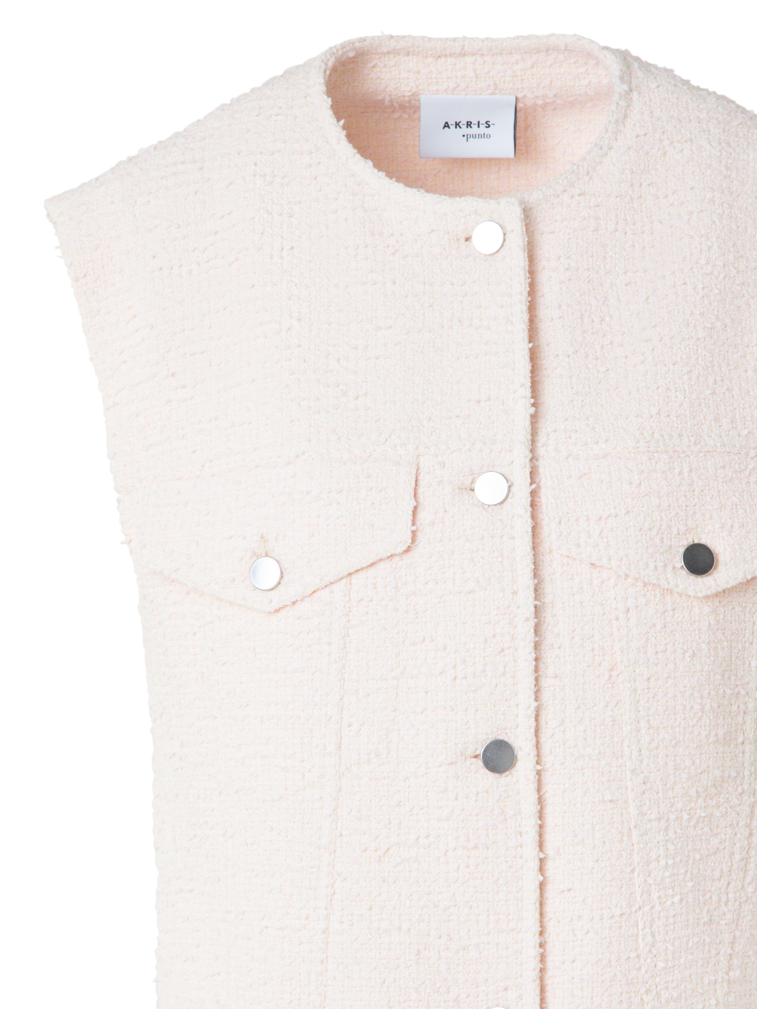 Designer Oversized Cotton Tweed Gilet - neutral - pastel - ecru - pink - white