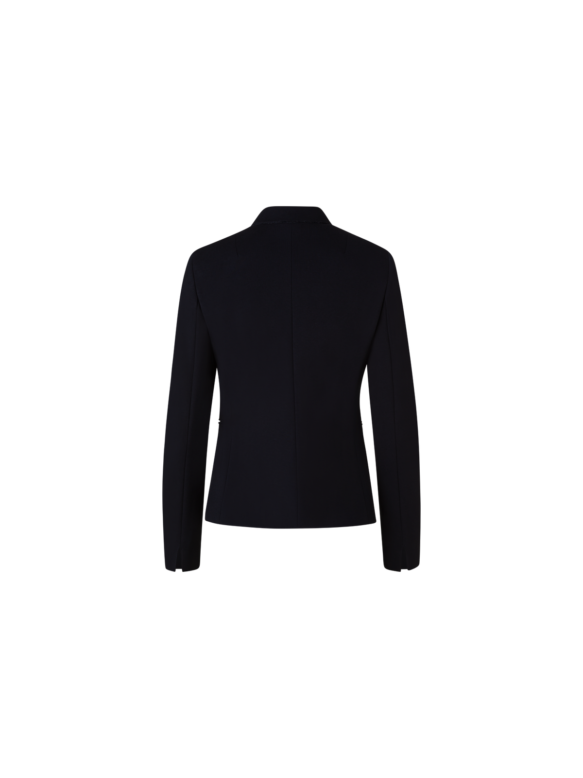 Designer Jersey Blazer with Faux Leather Collar - black