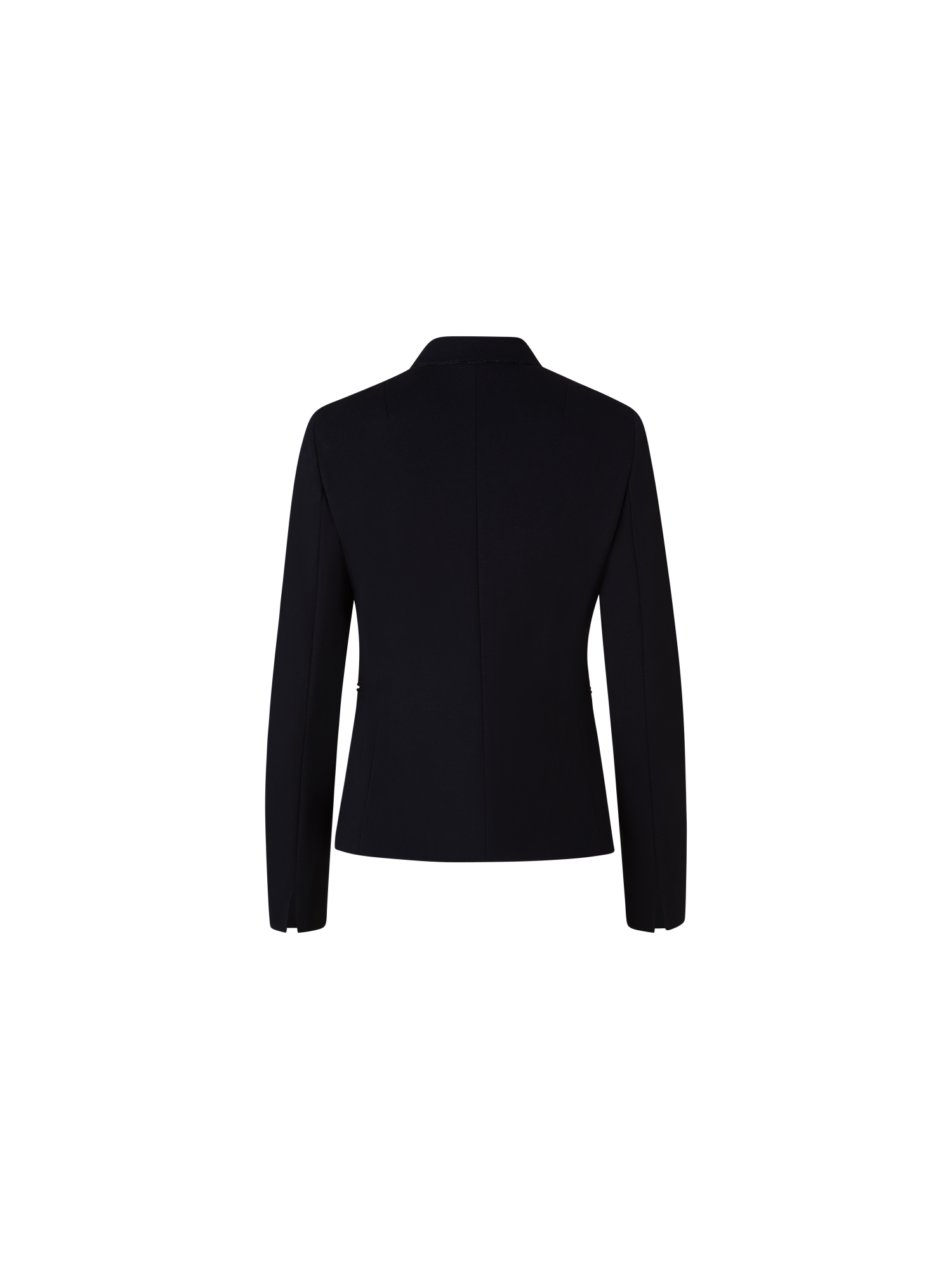 Designer Jersey Blazer with Faux Leather Collar - black