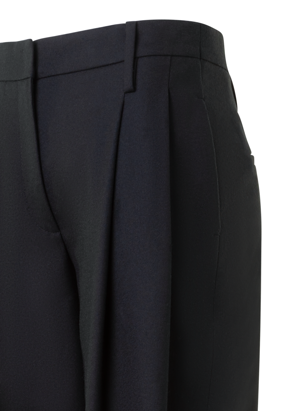 Designer Cropped Tapered Wool Tricotine Pleated Pants - black - neutral