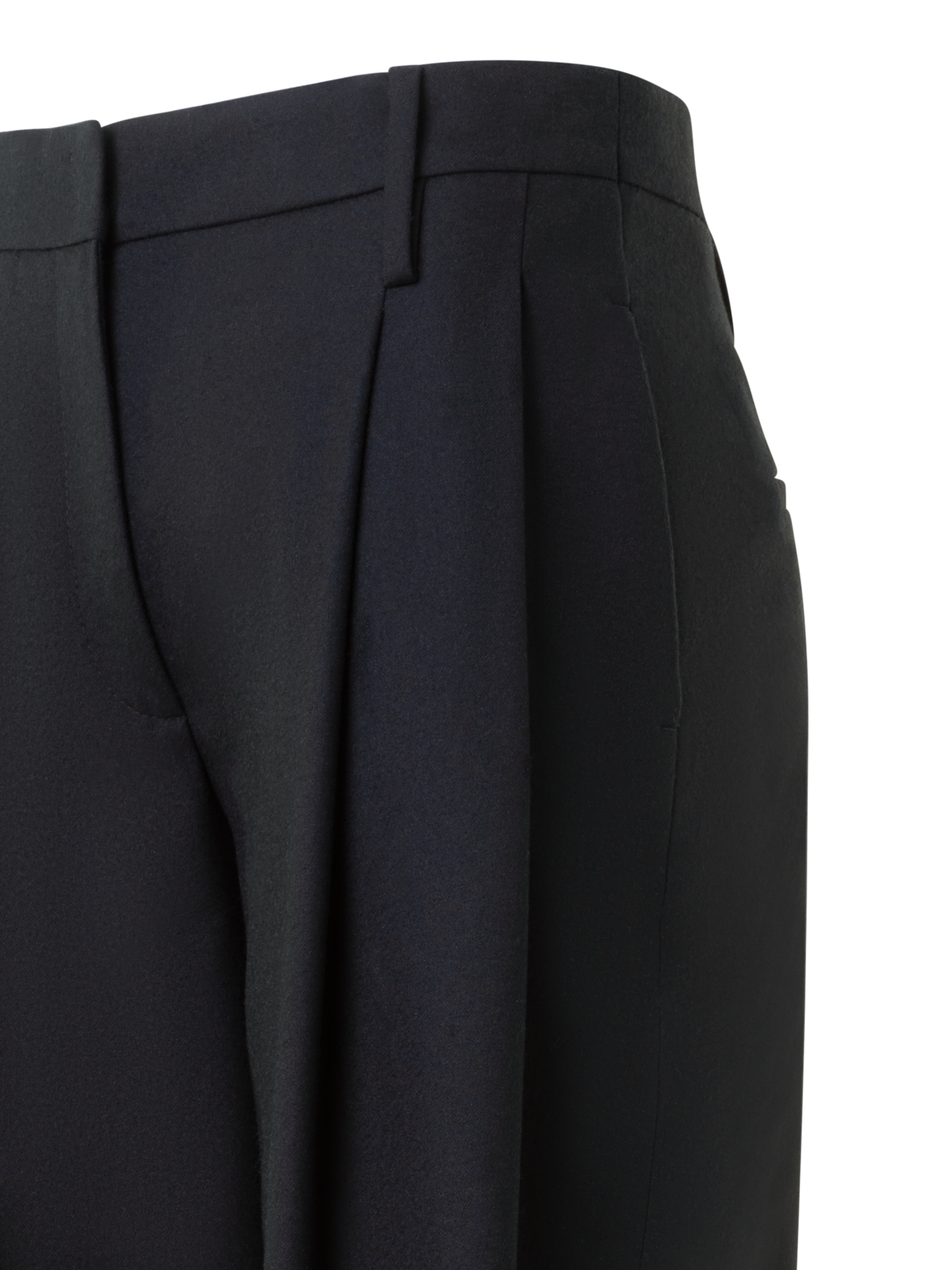 Designer Cropped Tapered Wool Tricotine Pleated Pants - black - neutral