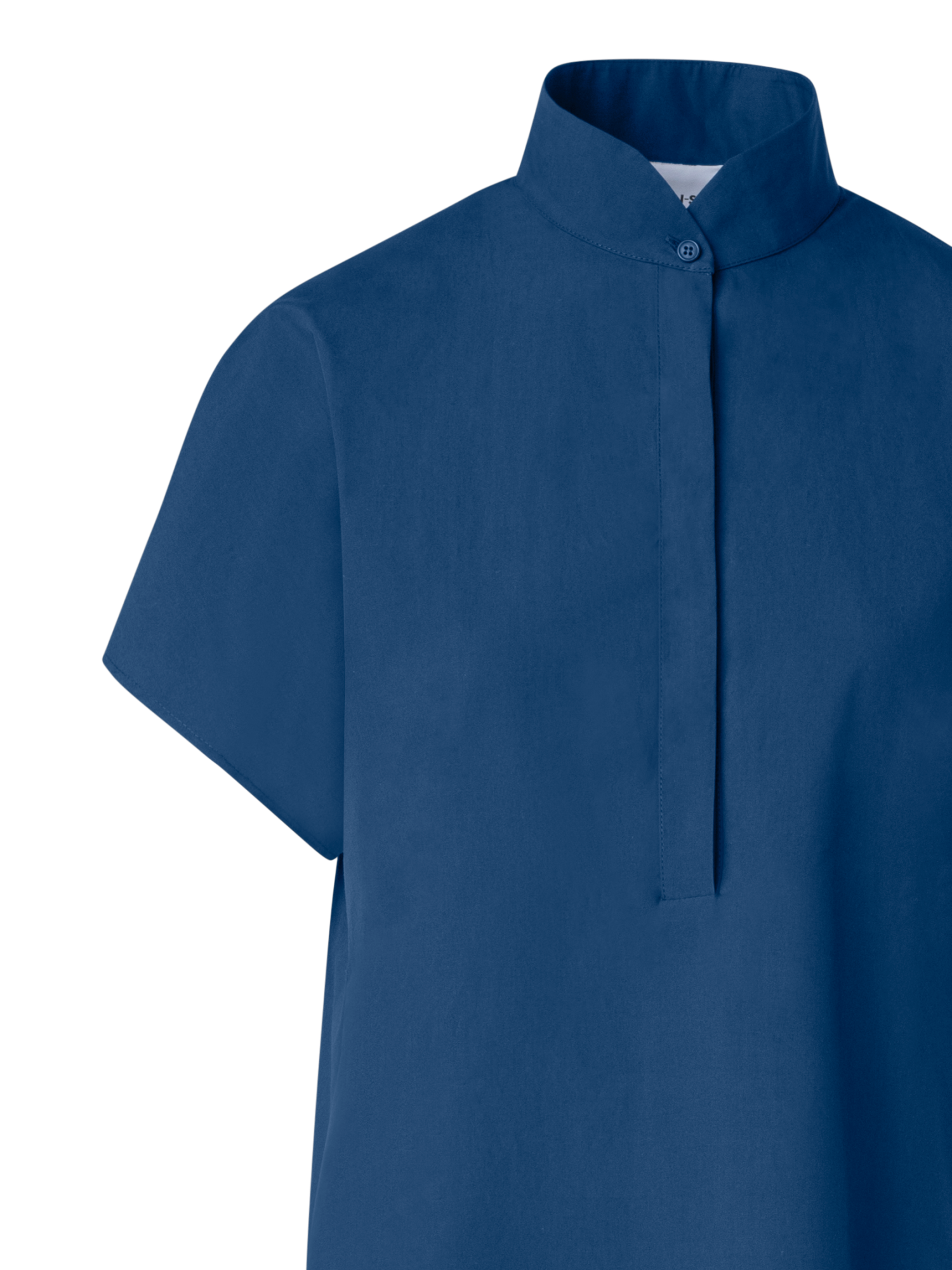 Designer Midi Shirt Dress with Asymetrical Hem - navy - blue