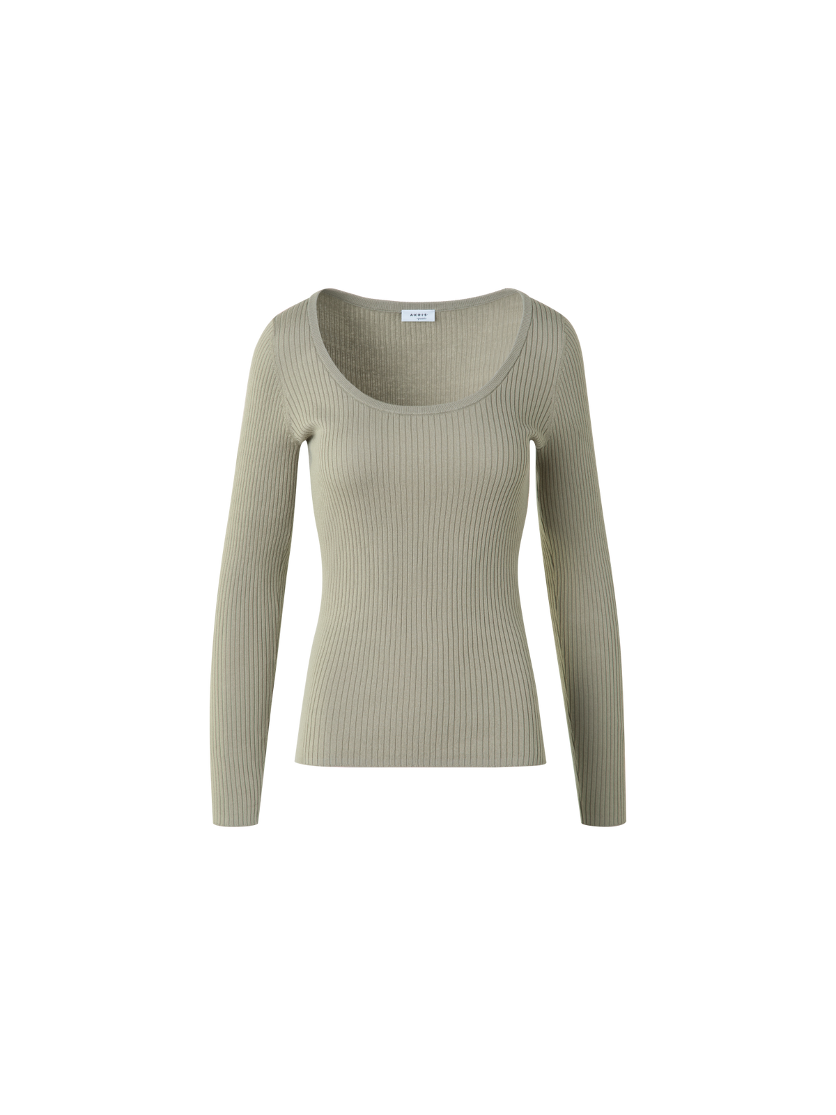 Designer Knit Top in Twisted Cotton Rib - neutral - green