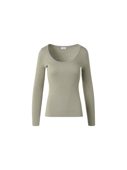 Designer Knit Top in Twisted Cotton Rib - neutral - green