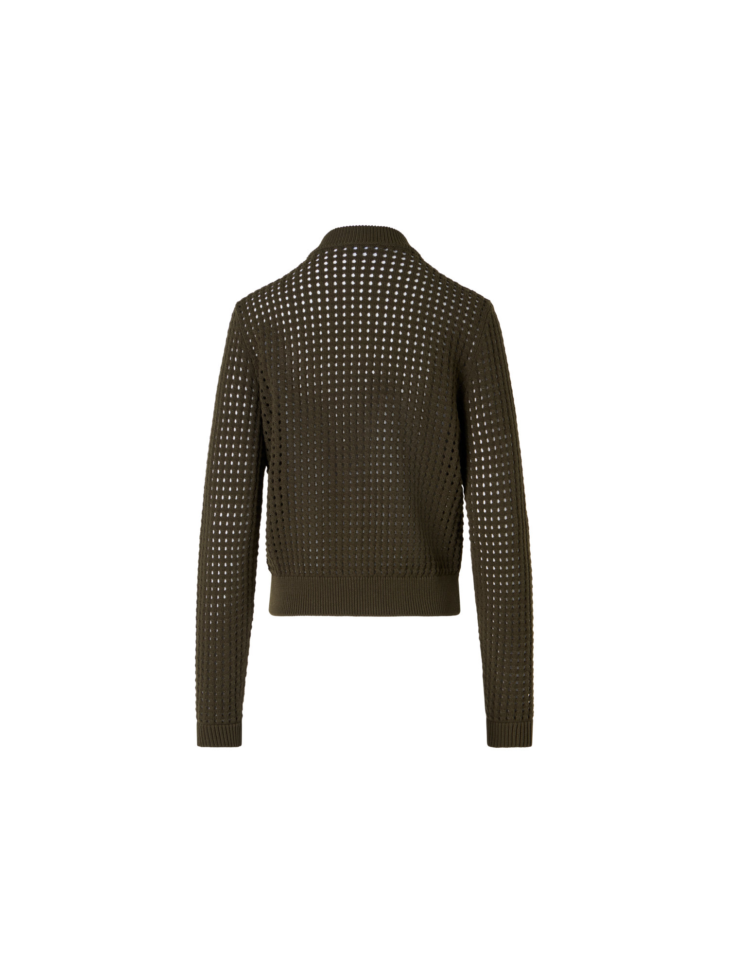 Designer Long-Sleeve Chunky Cotton Mesh Knit Cardigan - green