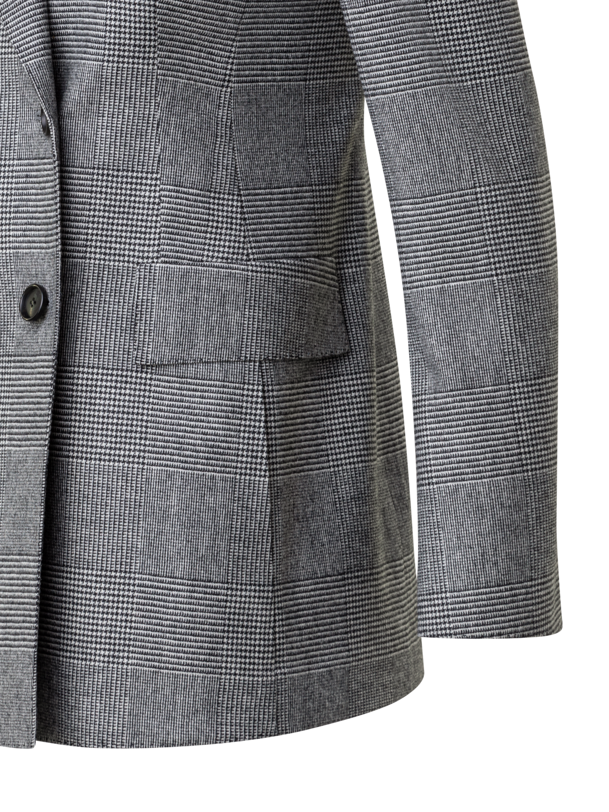 Designer Prince of Wales Checked Jacket in Wool Cashmere - black