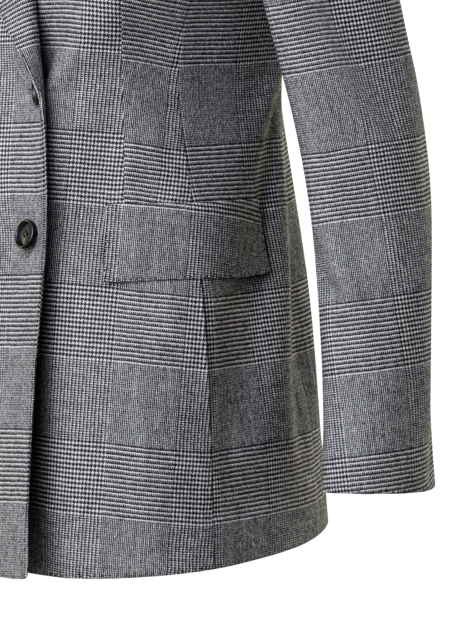 Designer Prince of Wales Checked Jacket in Wool Cashmere - black
