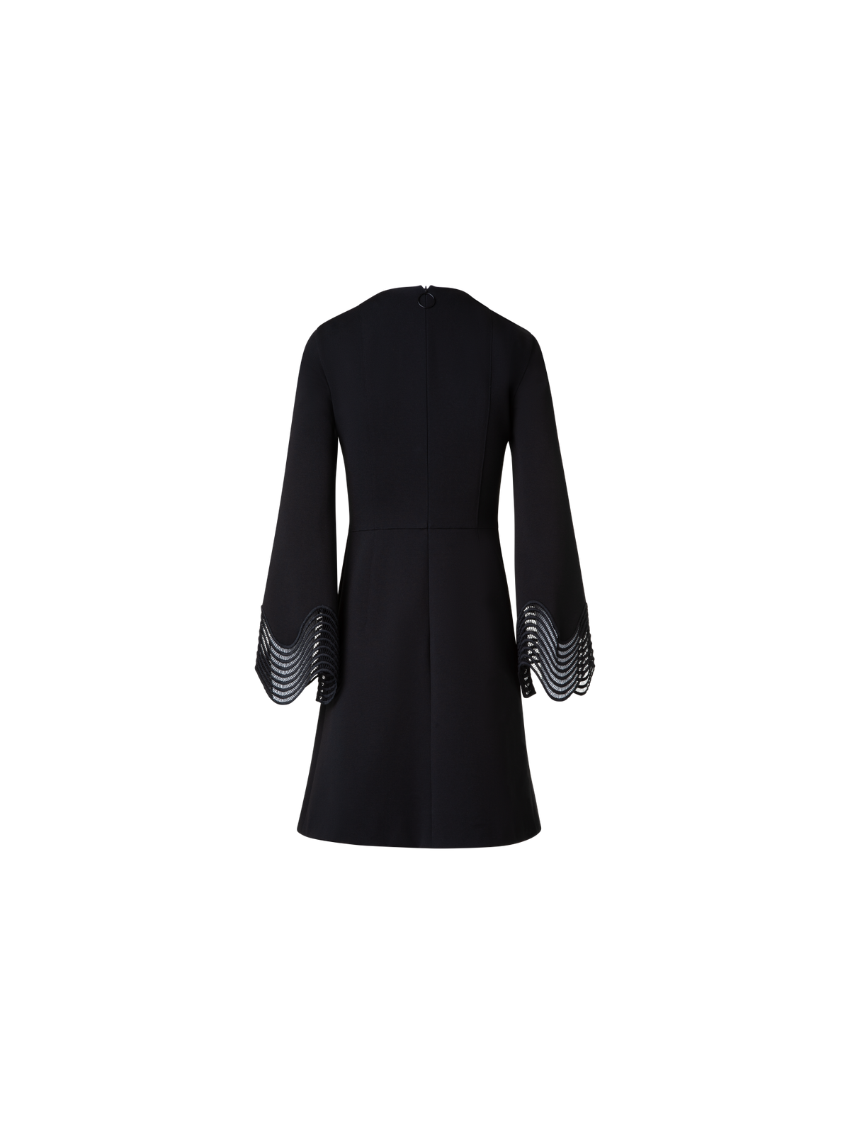 Designer Jersey Mini Dress with Wave Lace - black