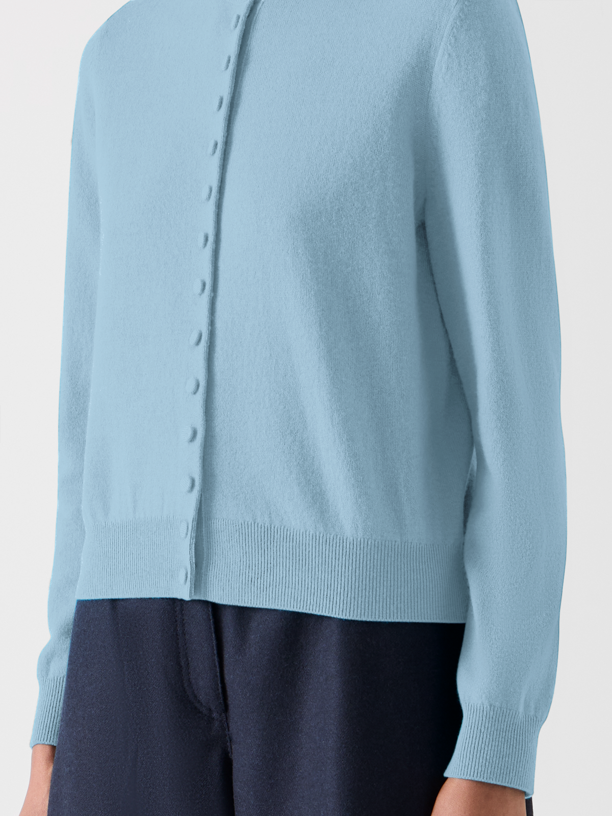 Designer Relaxed Wool Cashmere Knit Cardigan - blue #editorial