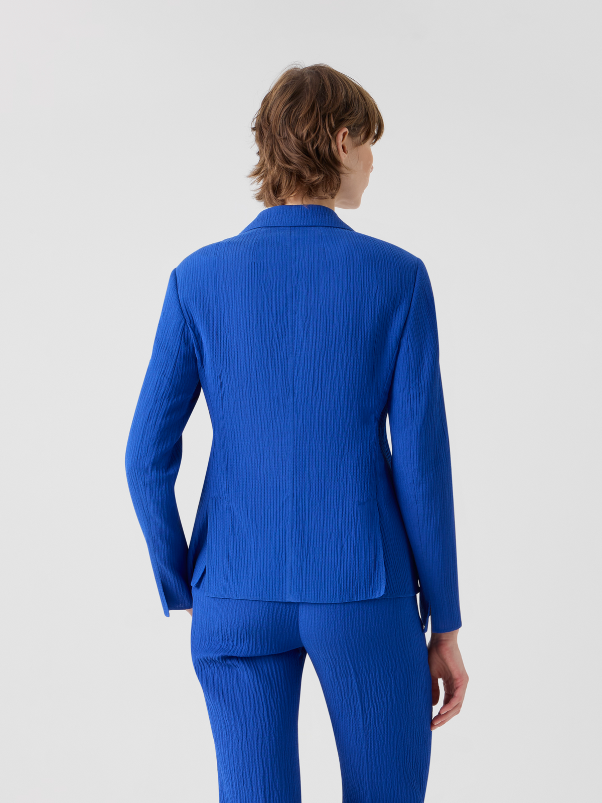 Designer Lavino Tailored Jacket in Structured Cotton Silk - blue #editorial