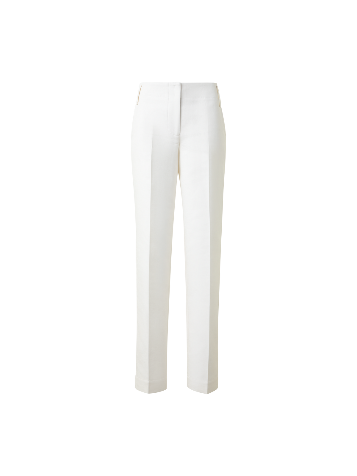 Designer Tapered Cotton Silk Double-Face Pants - neutral - ecru - white