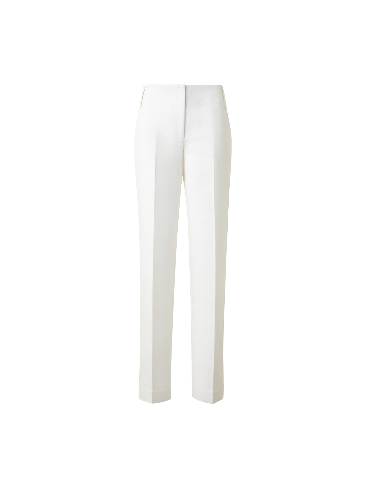 Designer Tapered Cotton Silk Double-Face Pants - neutral - ecru - white