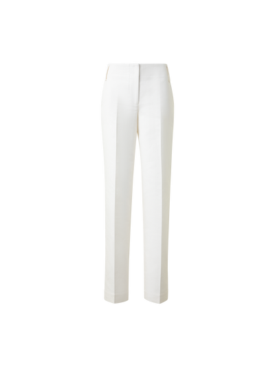 Designer Tapered Cotton Silk Double-Face Pants - neutral - ecru - white