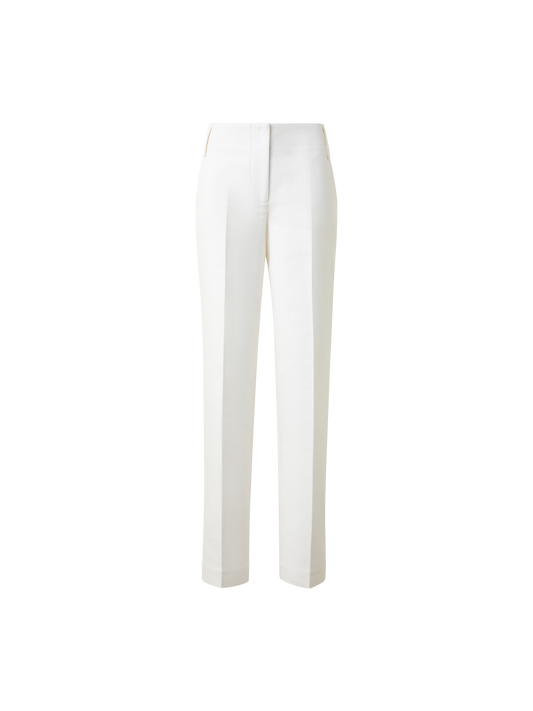 Designer Tapered Cotton Silk Double-Face Pants - neutral - ecru - white