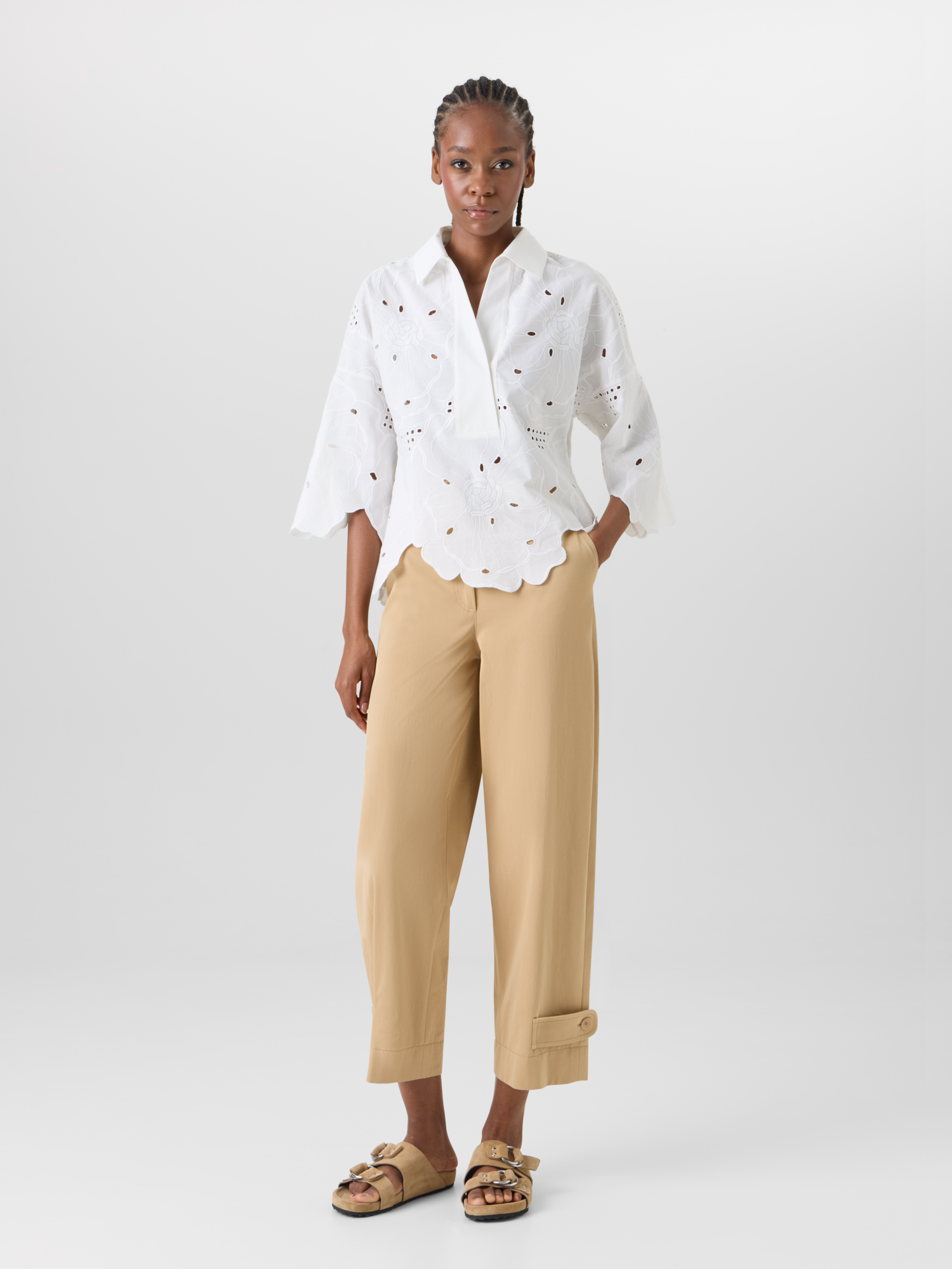 Designer Fraser Pants in Cotton Gabardine - beige 