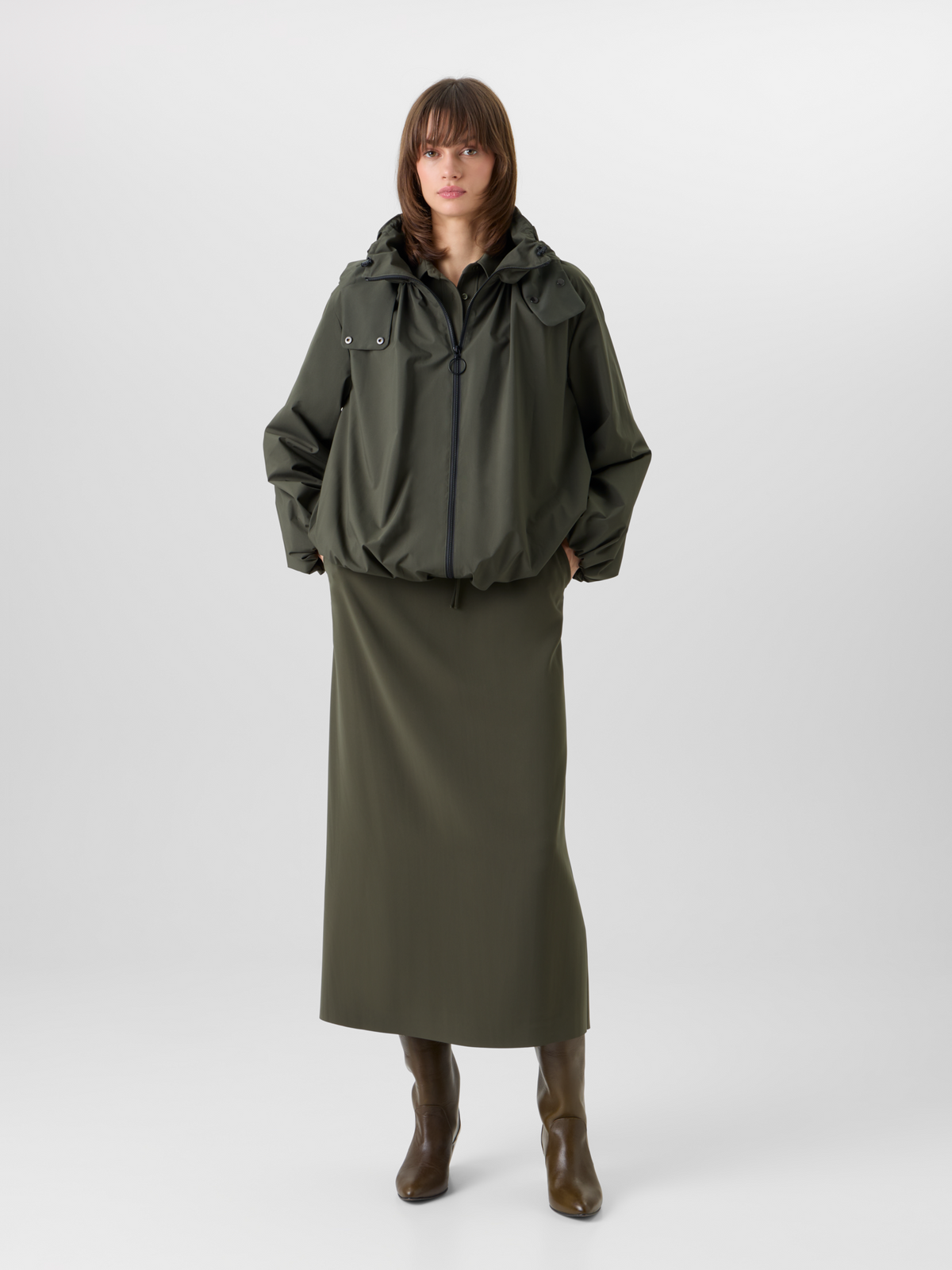 Designer Water-Repellent Parachute-Taffeta Short Parka - green #editorial