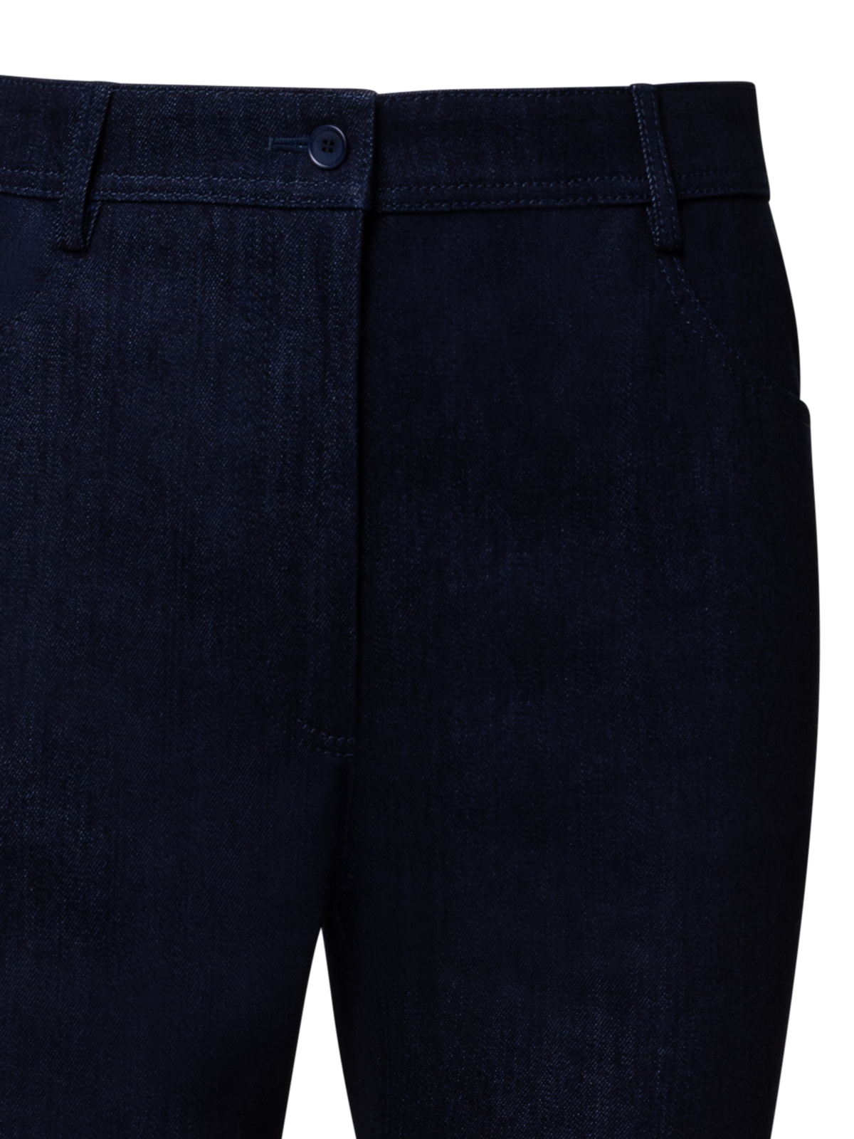 Designer Cropped Bootcut Cotton Denim Stretch Pants - navy - blue