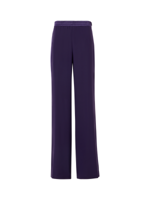 Designer Filibert Straight-Leg Pants in Stretch Silk - purple