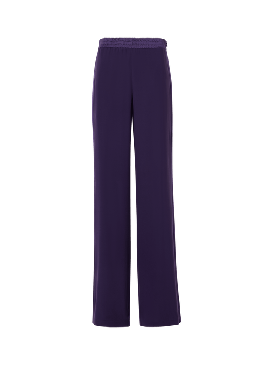 Designer Filibert Straight-Leg Pants in Stretch Silk - purple