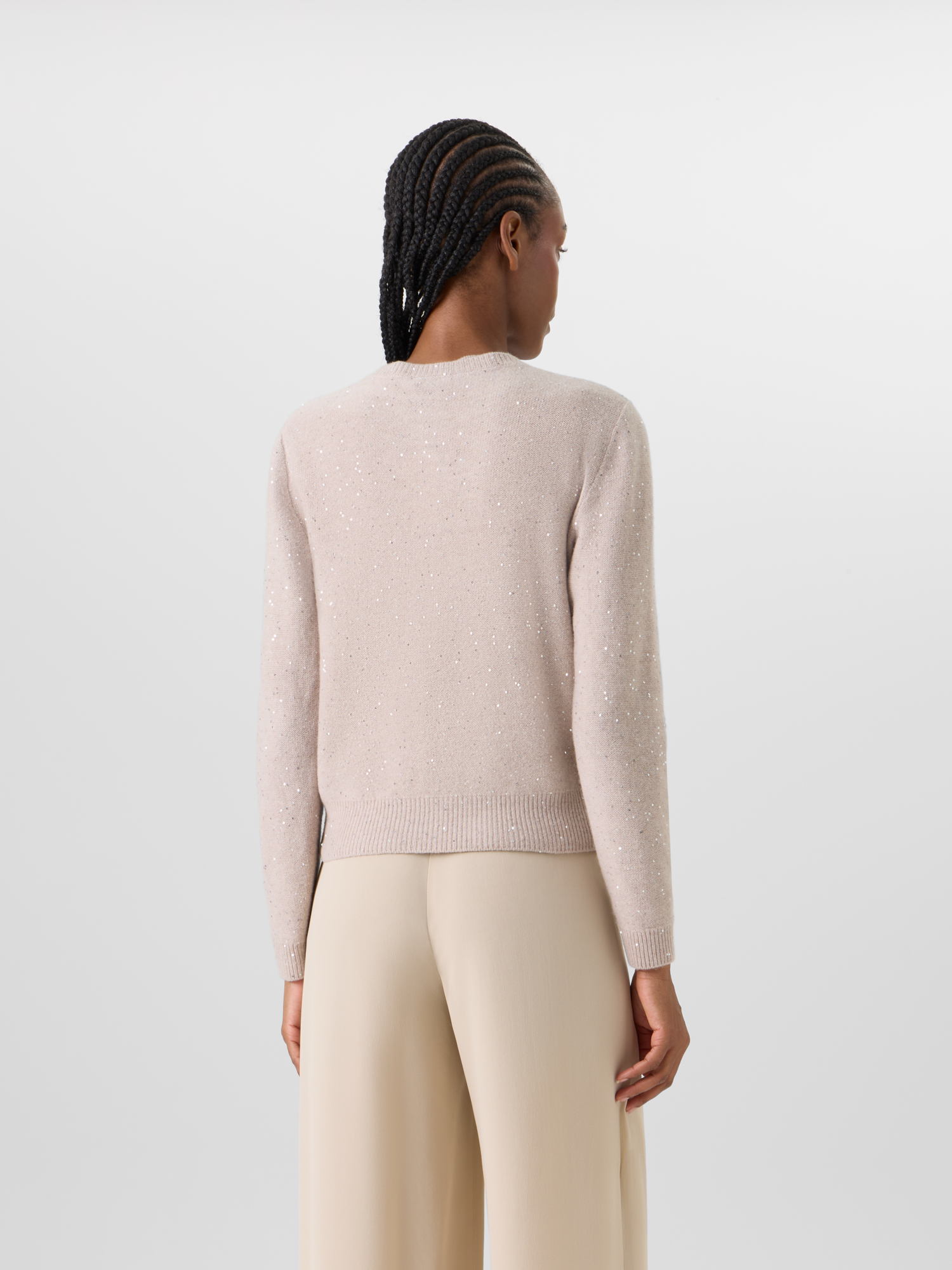 Designer Long-Sleeve Wool-Cashmere Knit Cardigan - beige 