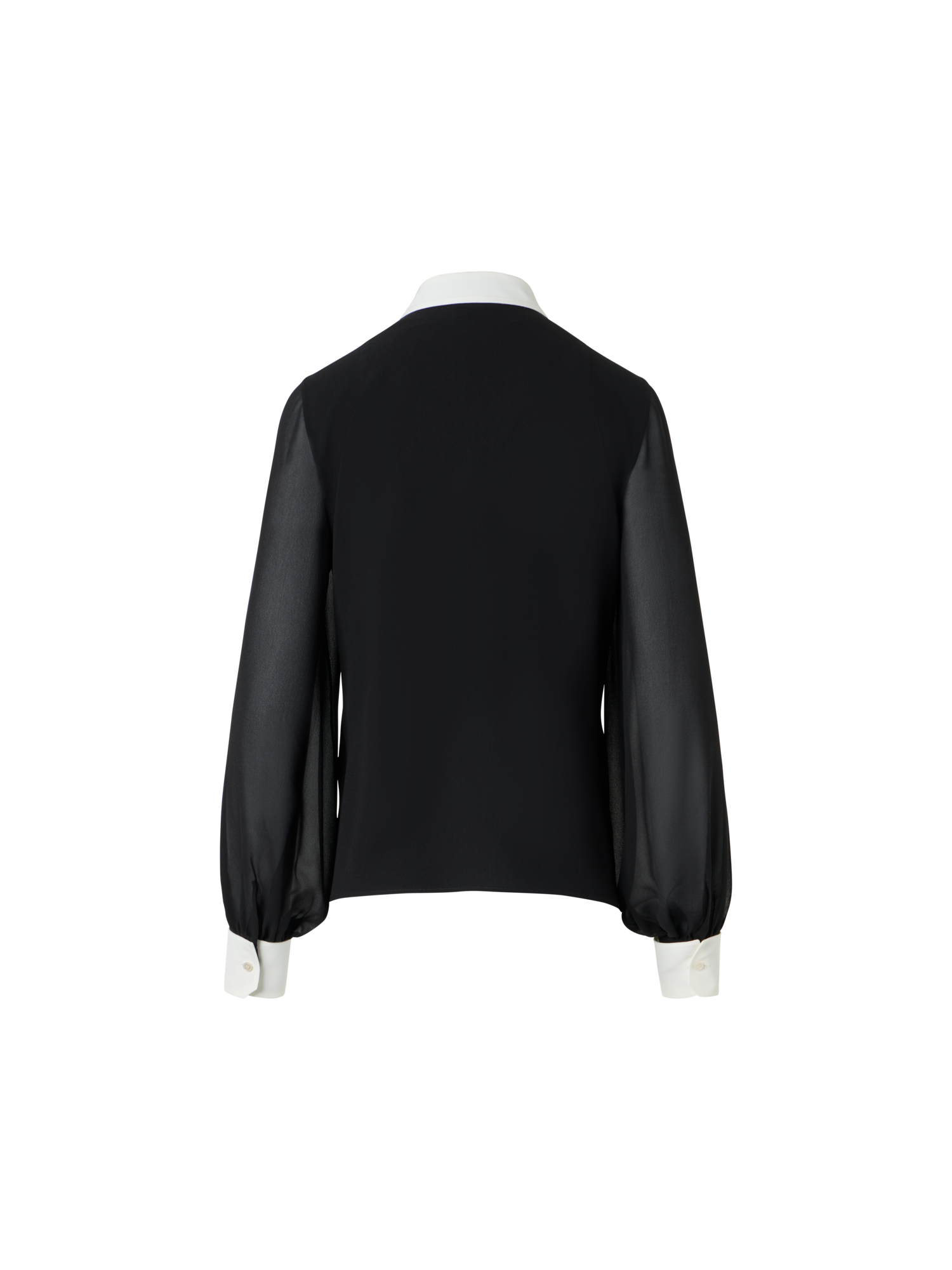 Designer Silk Blouse with Detachable Cuffs - black