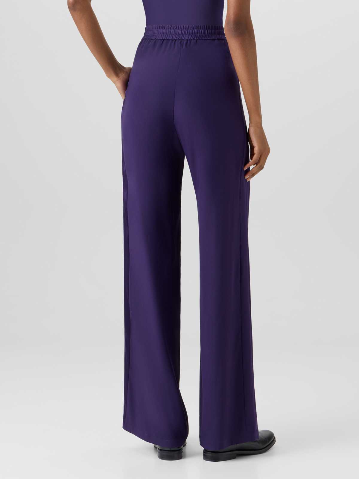 Designer Filibert Straight-Leg Pants in Stretch Silk - purple #editorial