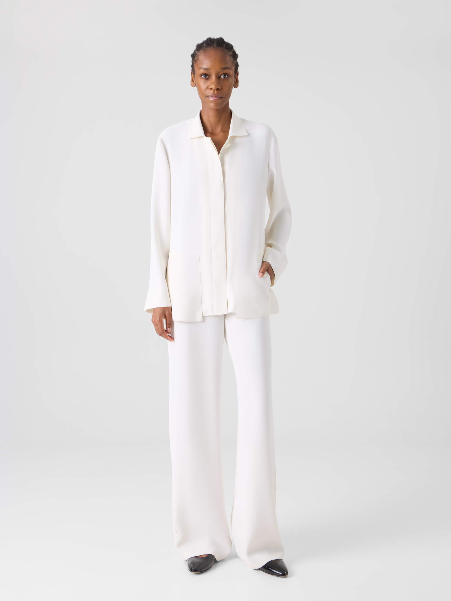 Designer Filibert Relaxed Pants with Elastic Waist - ecru 
