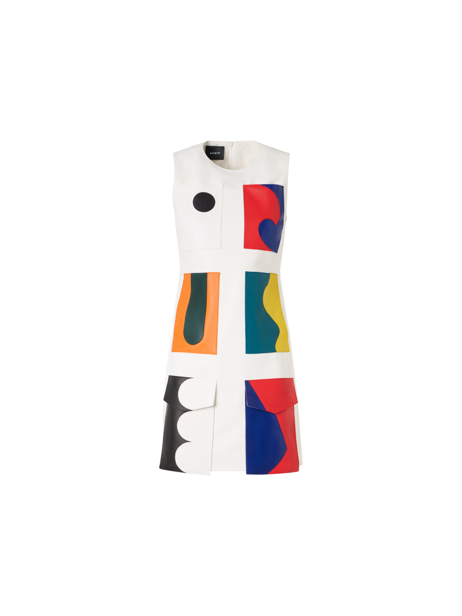 Designer Short Sheath Dress with Paravent Patchwork - multicolor