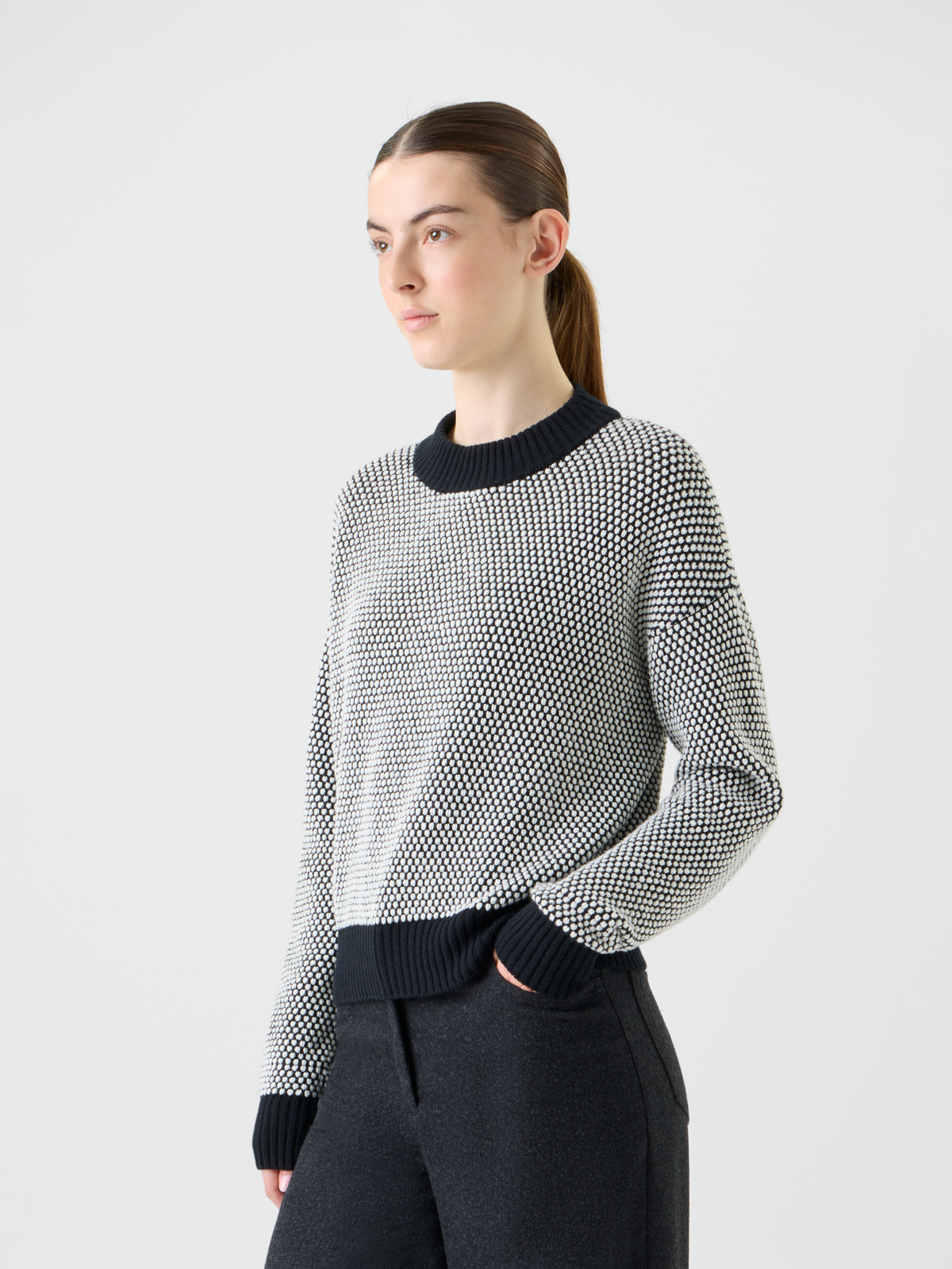 Wool Cashmere 3D Dot Jacquard Knit Sweater – Akris Inc.