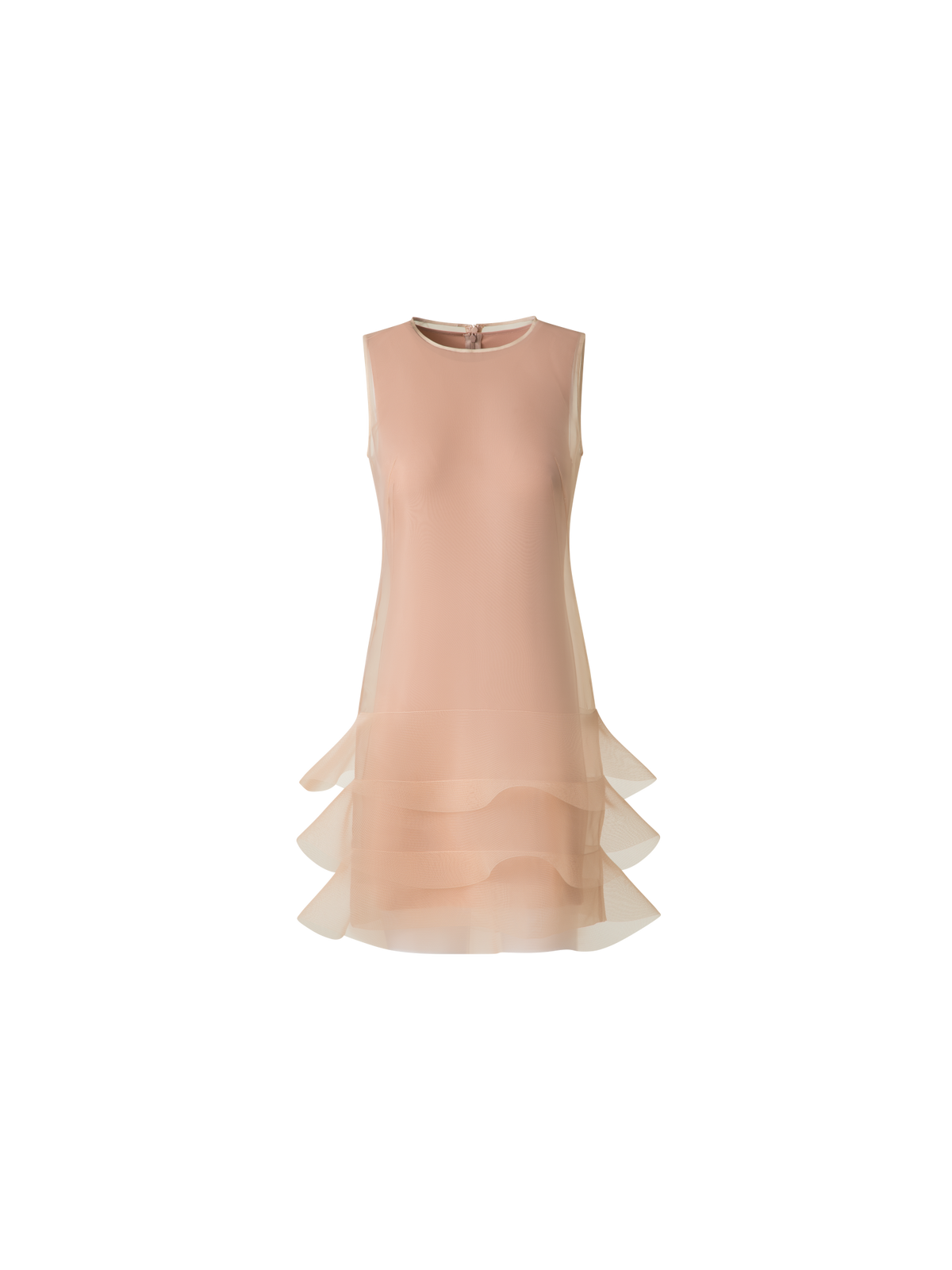 Designer Organza Mini Dress with Waves - pastel - beige