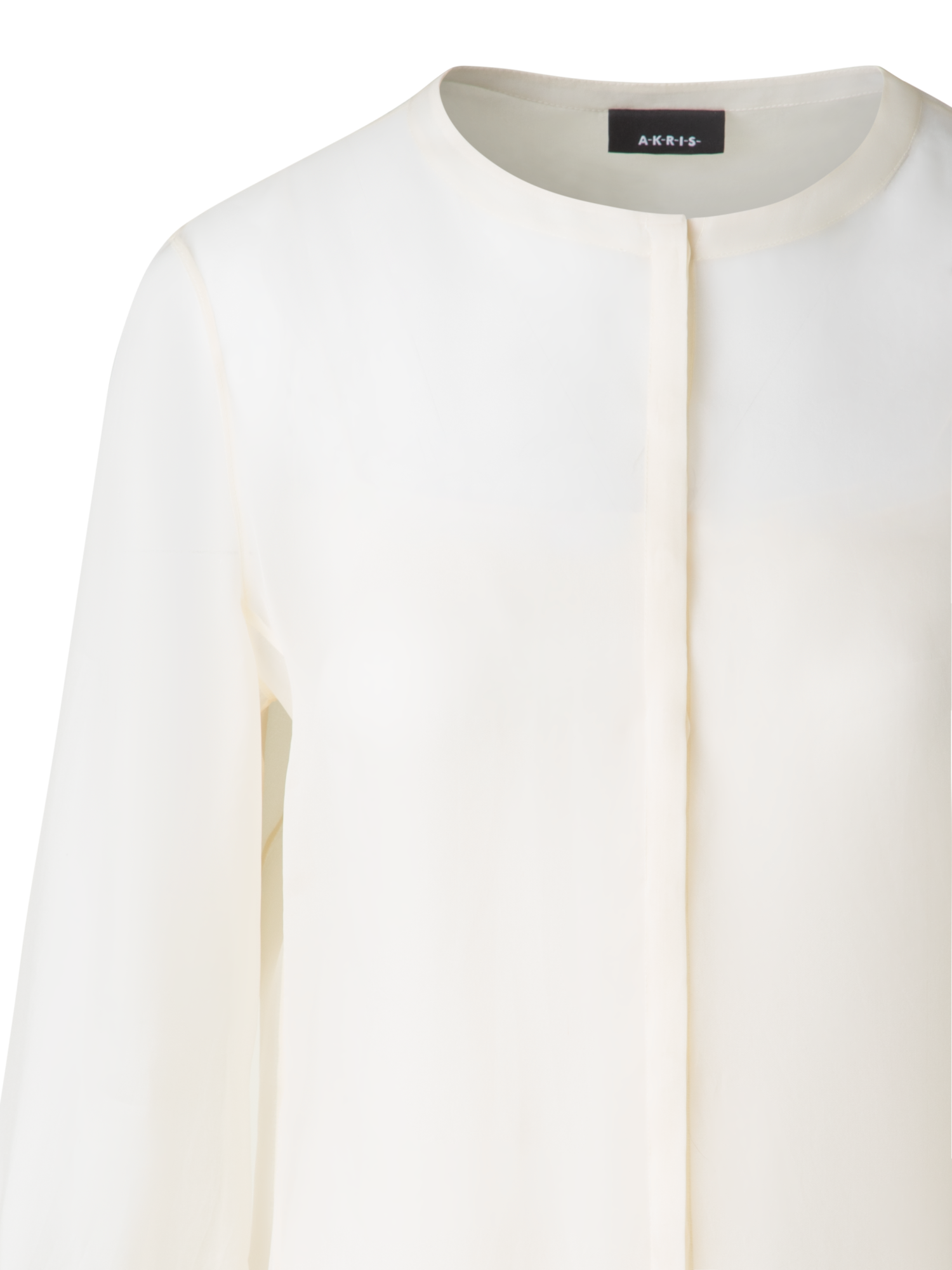 Designer Sheer Silk Organza Blouse - neutral - ecru - white