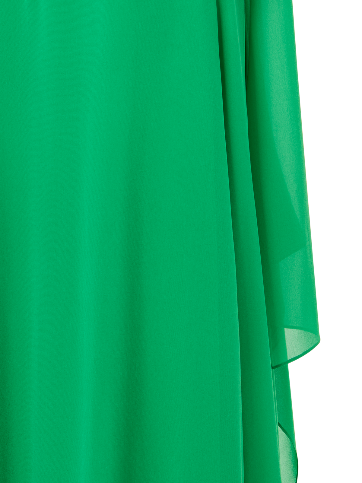 Designer Silk Georgette Asymmetrical Gown with Cape Sleeves - green