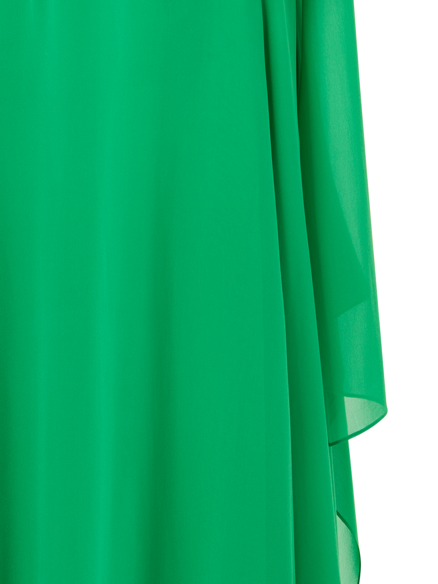 Designer Silk Georgette Asymmetrical Gown with Cape Sleeves - green