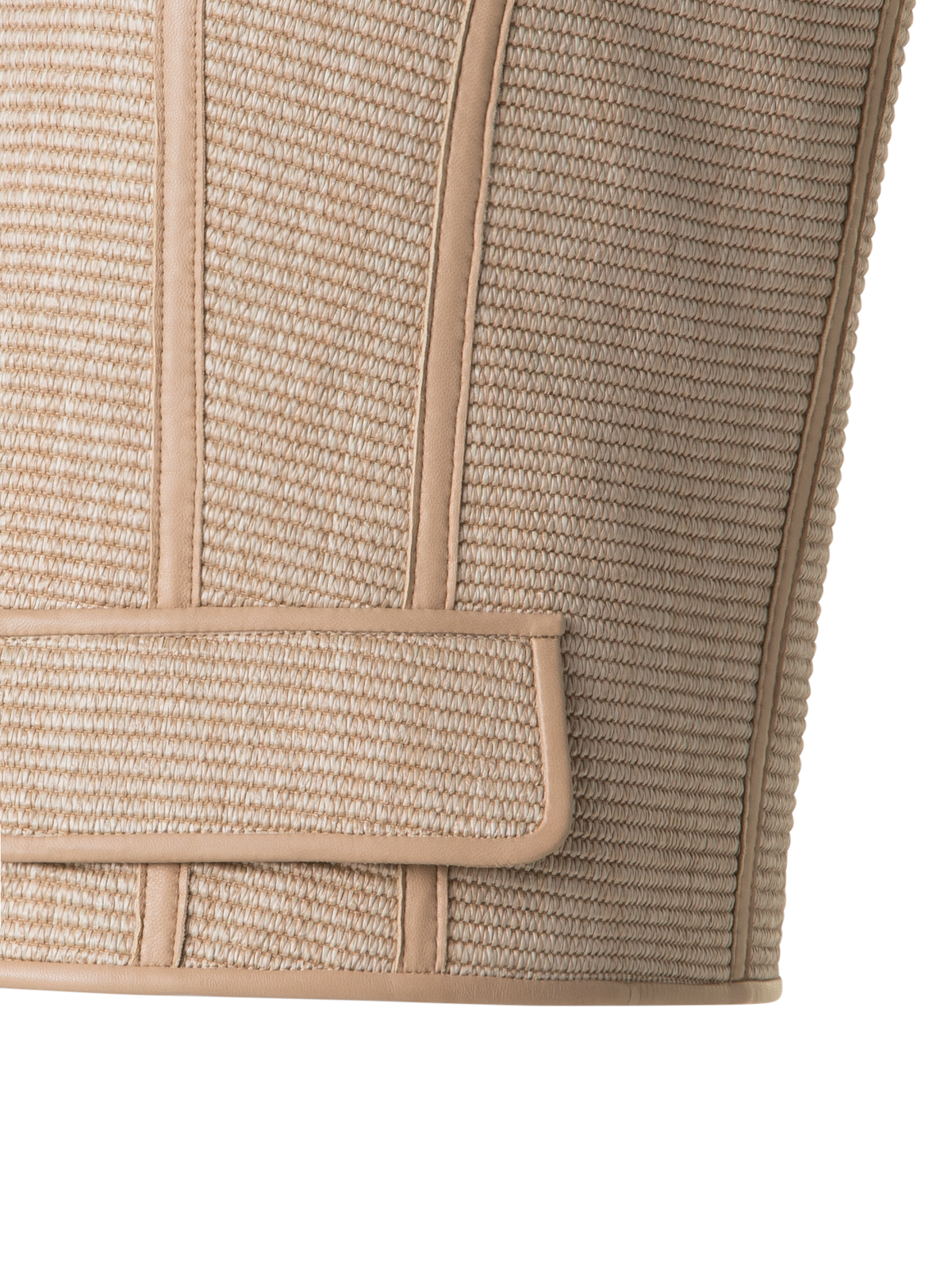 Designer Gilet in Soft Cotton Raffia with Leather Trim - neutral - beige
