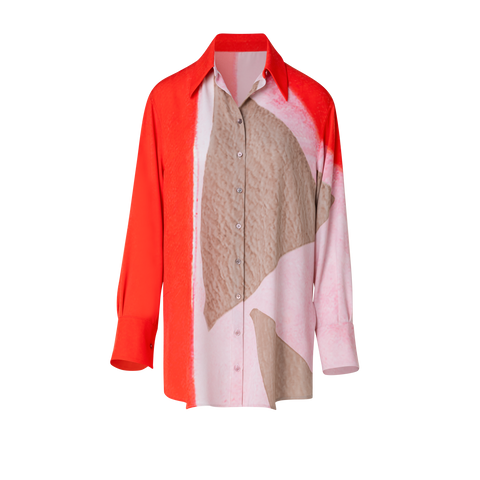 Oversized Silk Tunic Blouse with Spectra Print