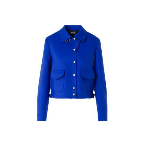 Short Wool Flannel Double-Face Blouson Jacket