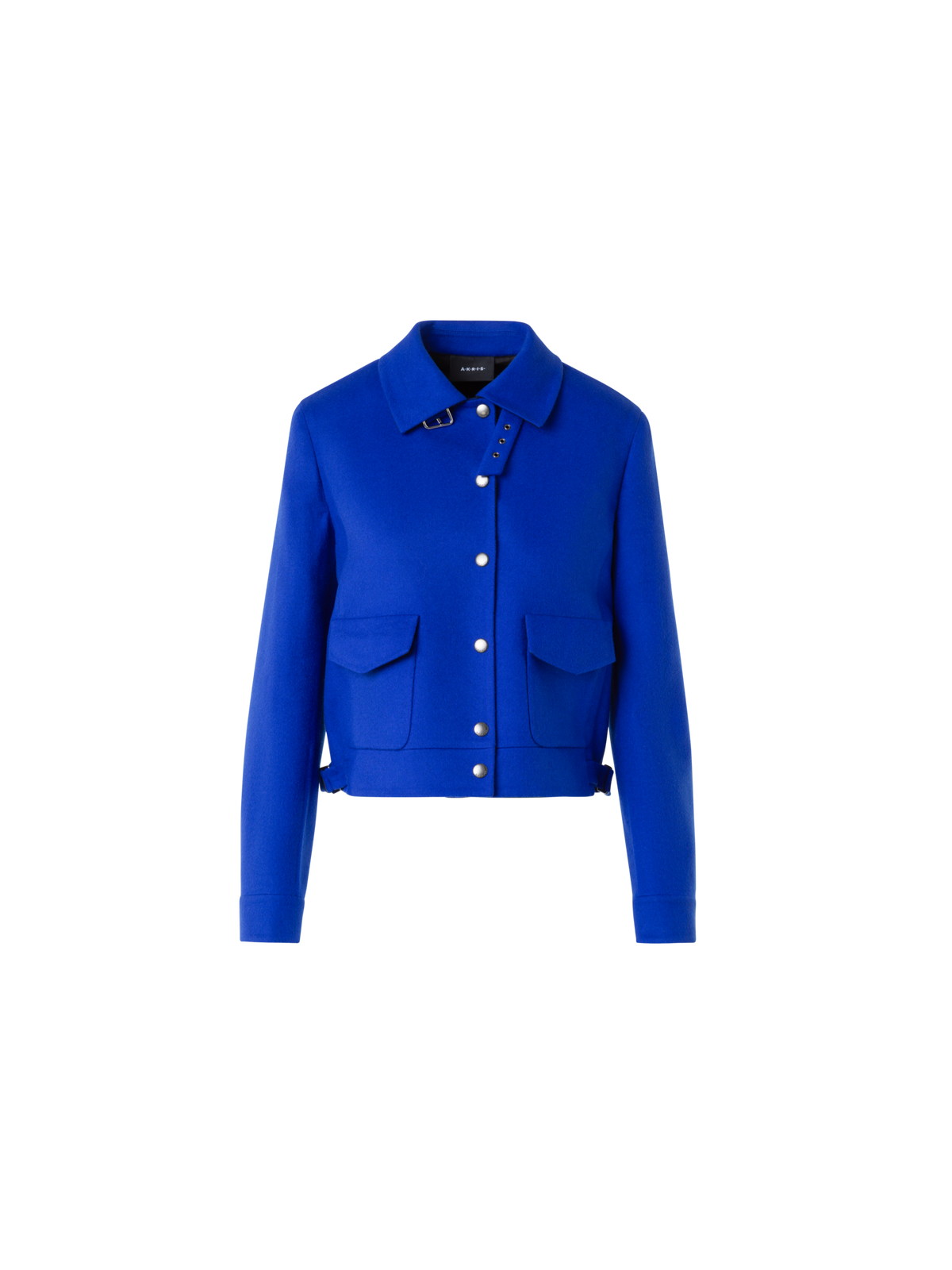 Designer Short Wool Flannel Double-Face Blouson Jacket - blue