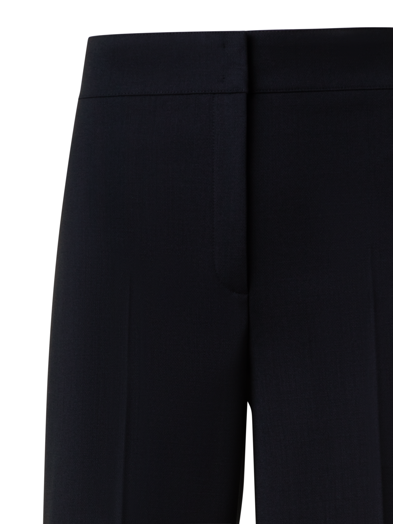 Designer Cropped Wide Wool Stretch Crêpe Pants - neutral - black