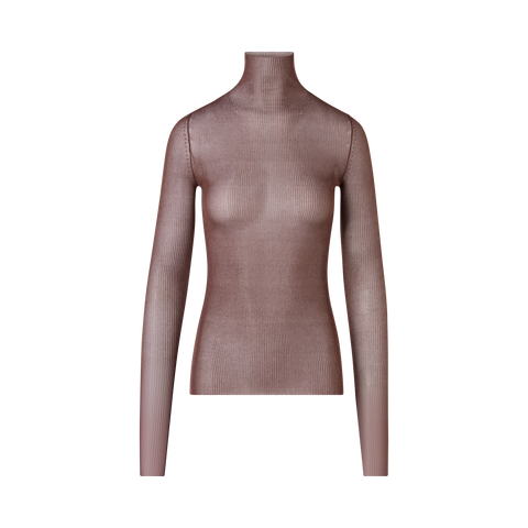 Transparent Silk Fine Rib Sweater with Thumb Holes