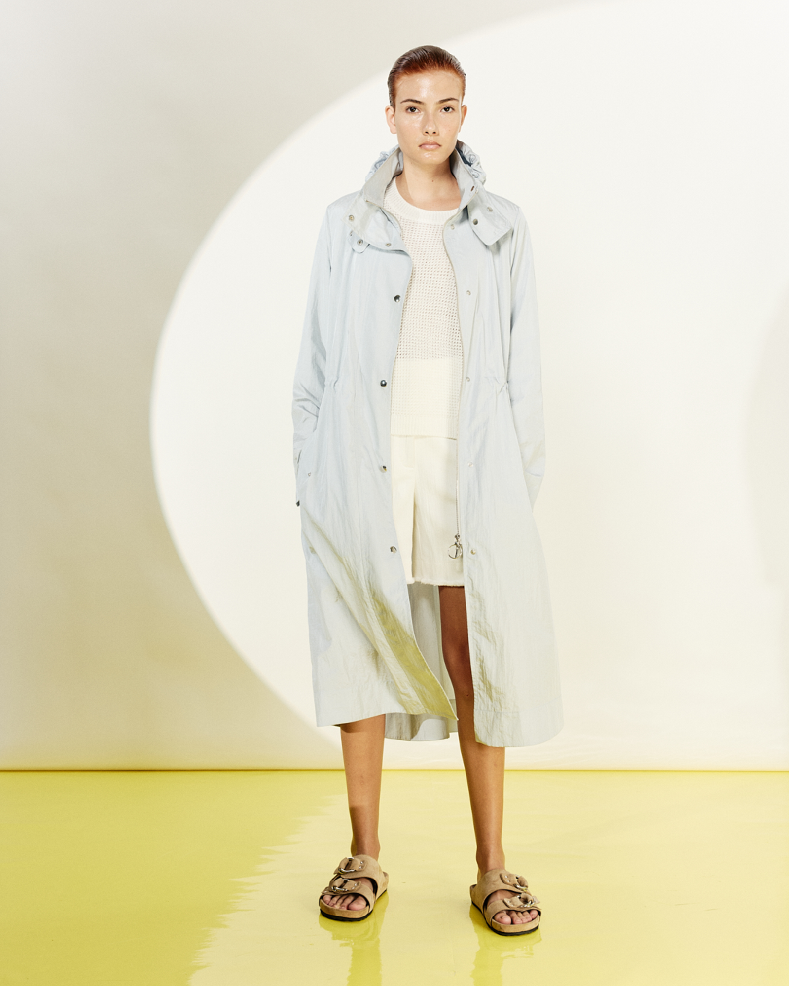 Designer Water-Repellent Lightweight Midi Parka - blue