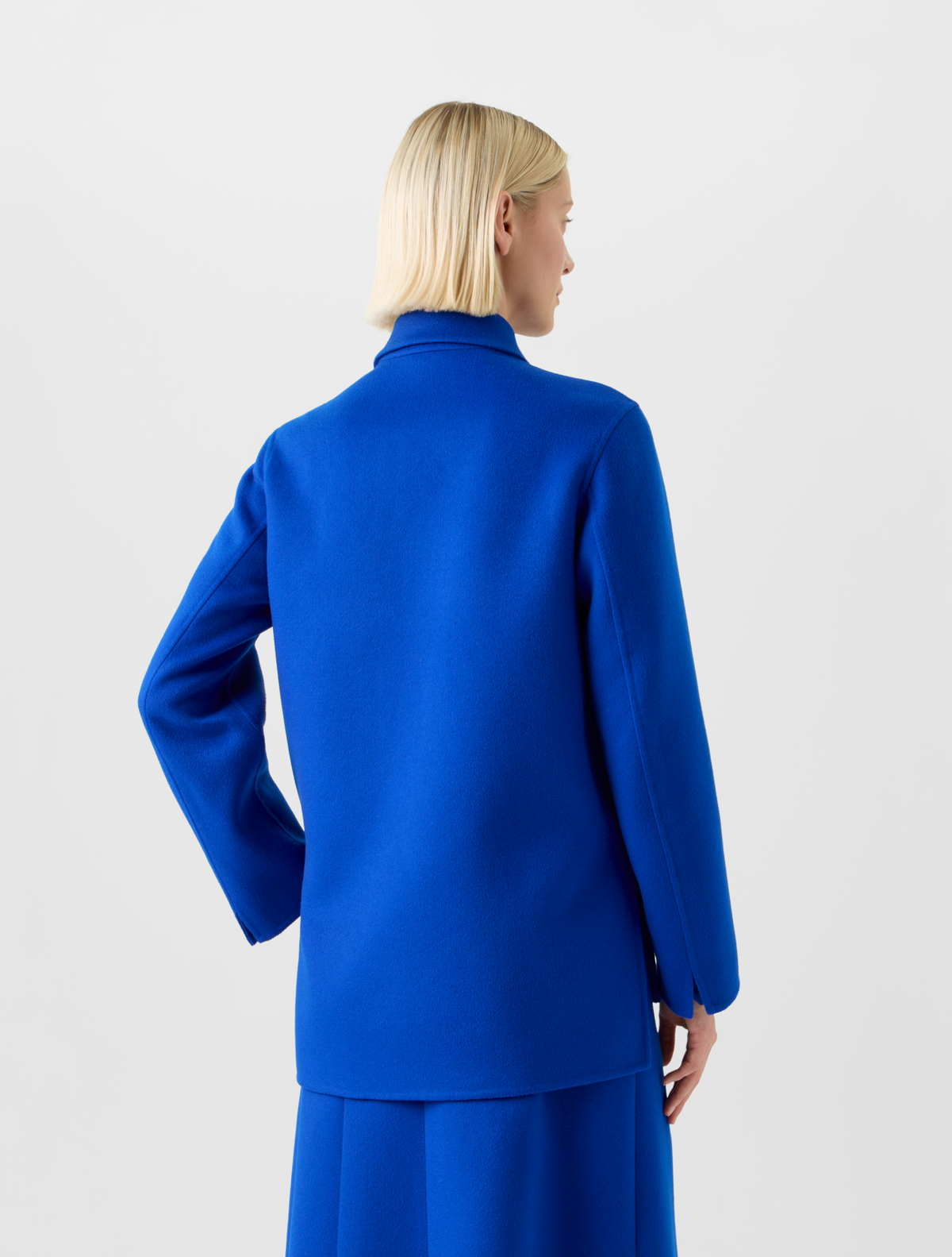 Designer Long Cashmere Double-Face Shirt Jacket - blue #editorial