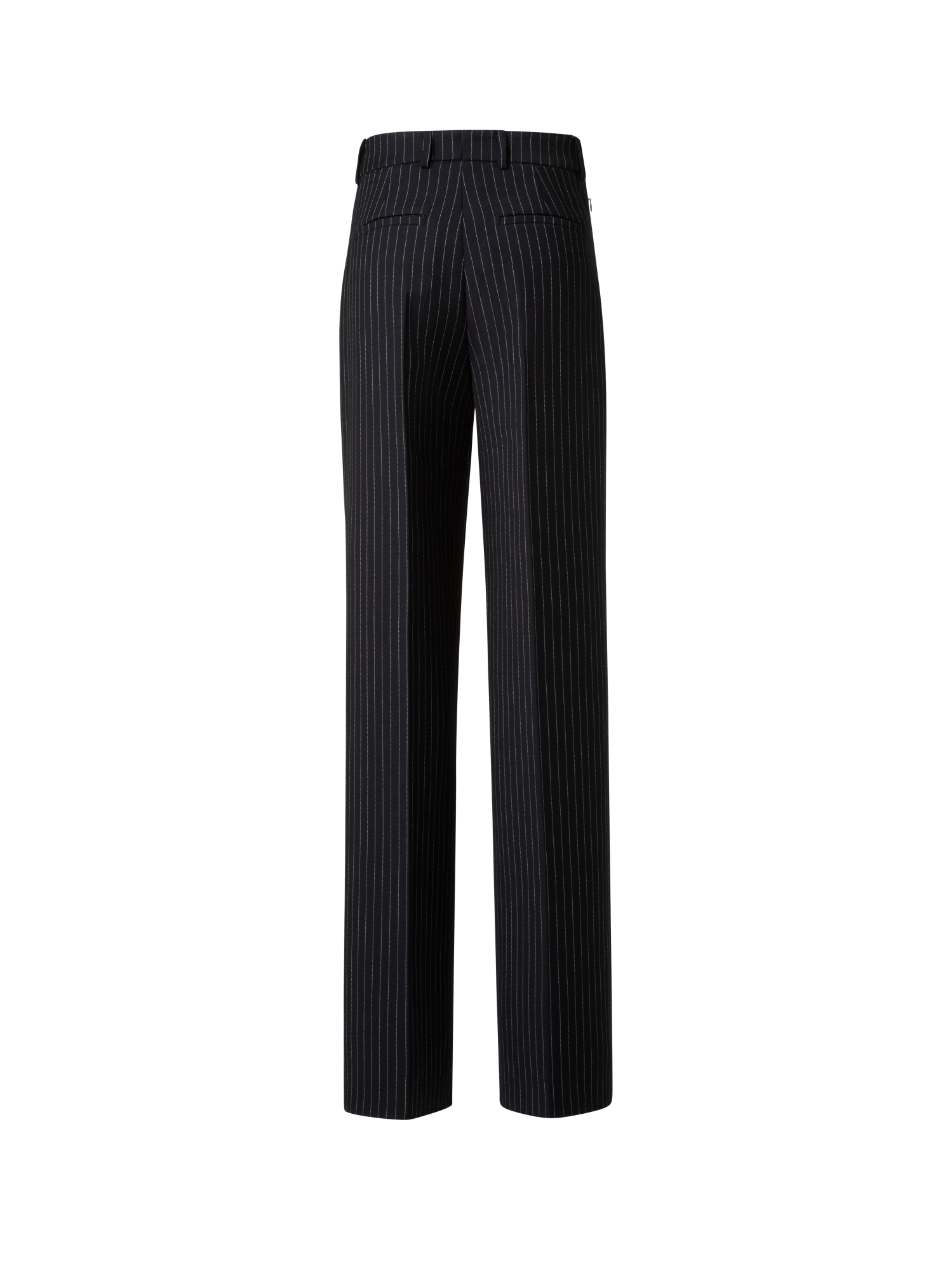 Designer Wide Wool Double-Face Pants with Pinstripes - grey